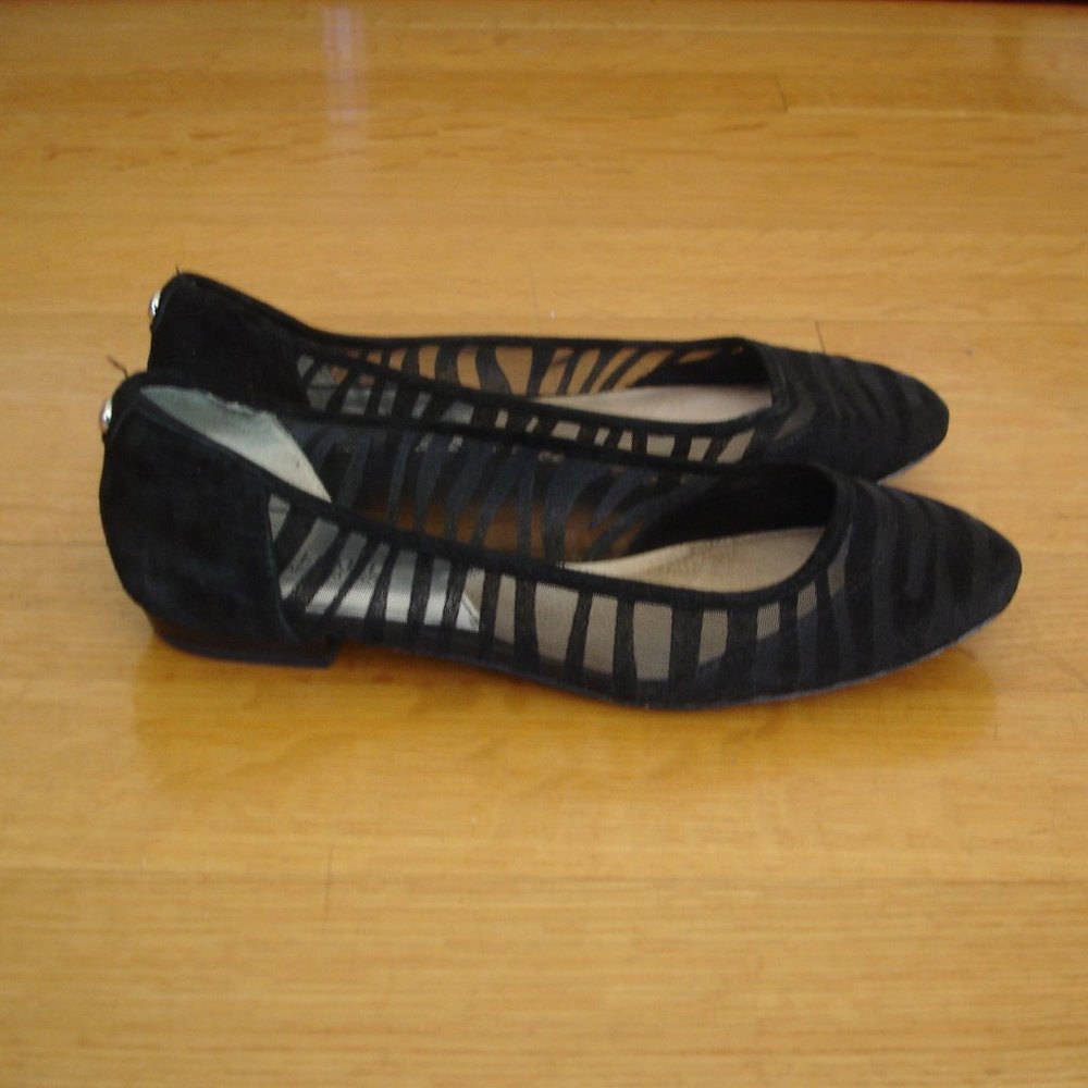 MICHAEL KORS Women's 8M Black Velvet Fishnet Flats
